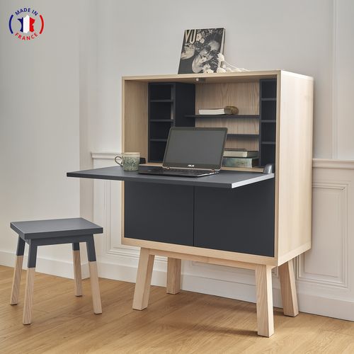 Bureau Secrétaire Avec Rangement De 90 Cm De Large, En Frêne