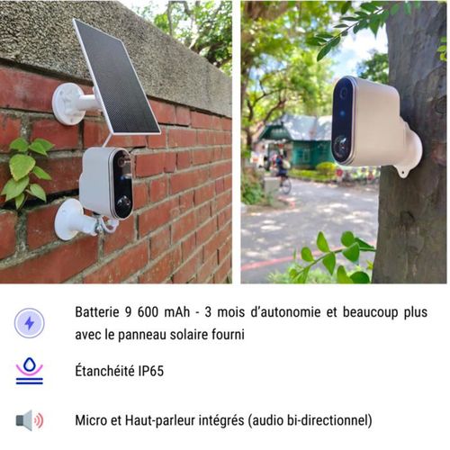 Caméra De Surveillance Extérieure Solaire Sans Fil 3mp, Vision Nocturne Couleur