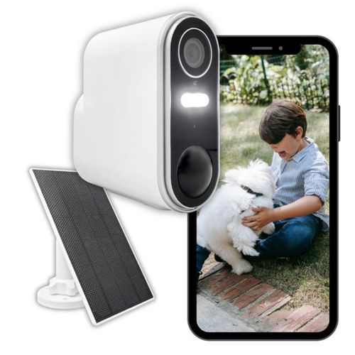 Caméra De Surveillance Extérieure Solaire Sans Fil 3mp, Vision Nocturne Couleur