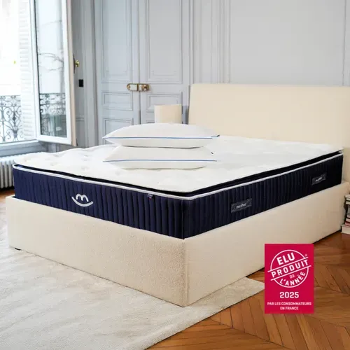 Pack Douceur - Matelas Hybride 90x190cm Mémoire De Forme et Oreillers Fluffy 50x70cm
