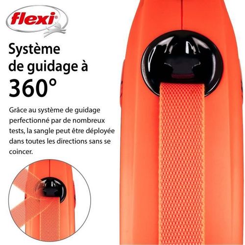 Laisse Sangle Trixie Flexi Xtreme - Taille L - 8m - Noir Et Orange