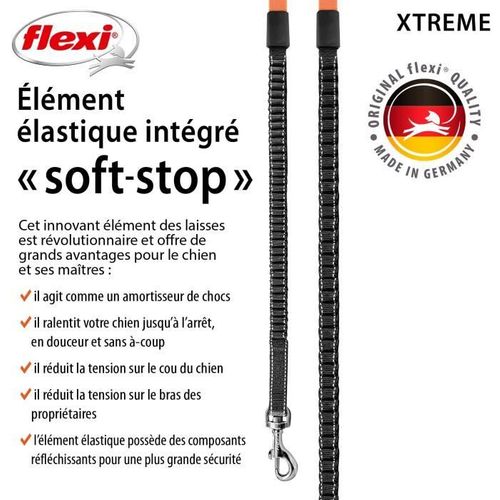 Laisse Sangle Trixie Flexi Xtreme - Taille L - 8m - Noir Et Orange