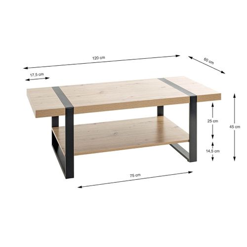 Table Basse "miranda" 120cm Chêne et Noir