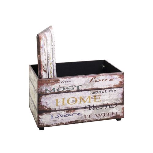 Coffre De Rangement Vintage "mots" 65cm Marron