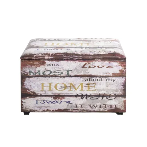 Coffre De Rangement Vintage "mots" 65cm Marron