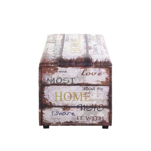 Coffre De Rangement Vintage "mots" 65cm Marron