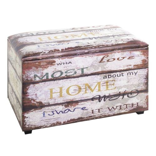 Coffre De Rangement Vintage "mots" 65cm Marron