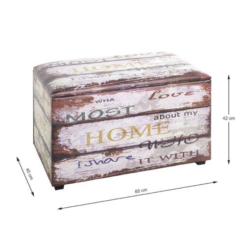 Coffre De Rangement Vintage "mots" 65cm Marron
