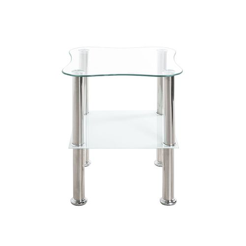 Table D'appoint En Verre "henia" 47cm Blanc