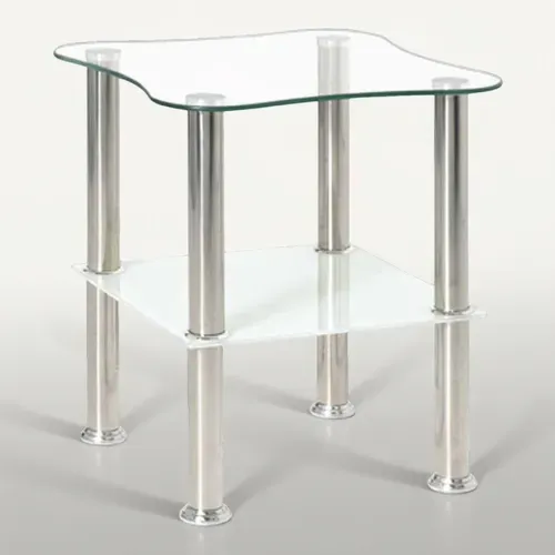 Table D'appoint En Verre "henia" 47cm Blanc