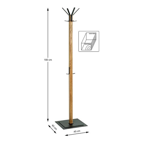 Porte-manteau En Bois "havelock" 180cm Chêne et Noir