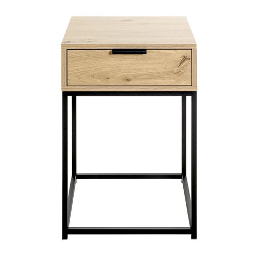 Table De Chevet Carrée 1 Tiroir "maluma" 60cm Naturel et Noir