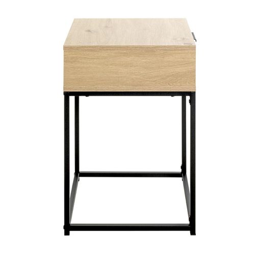 Table De Chevet Carrée 1 Tiroir "maluma" 60cm Naturel et Noir