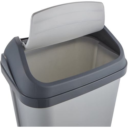 Poubelle Avec Couvercle Basculant, 25 L, Swantje, Argent