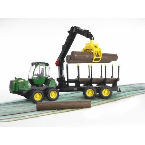Porteur Forestier John Deere 1210e Avec Chargeur, Remorque Forestiere Et Rondins De Bois Echelle