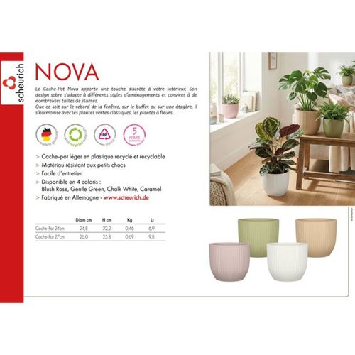 Cache-pot Rond 27 Cm Chalk White - 10 L, Plastique Recyclable