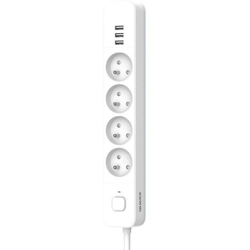 Multiprise - 4 Prises - Avec 3 Ports USB, Câble 1,5m