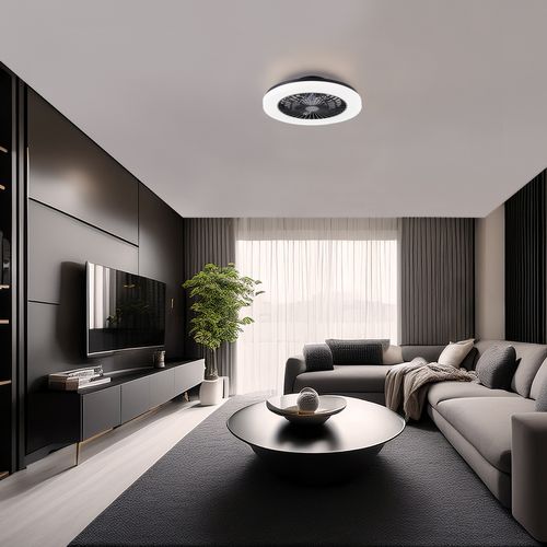 Plafonnier ventilateur SIANO Noir vue d'ambiance 1