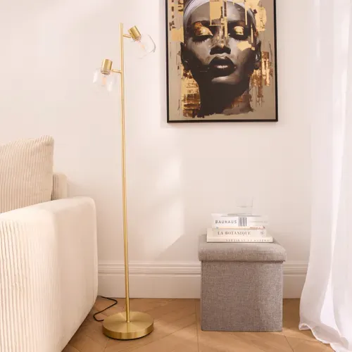Lampadaire droit H. 140 cm LINDSET Doré vue d'ambiance 1