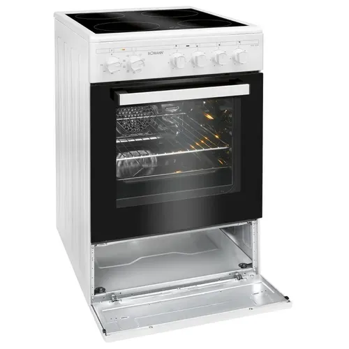 Cuisinière électrique 4 Plaques Vitrocéramiques Et Four 43l Blanc  Ehc7939-blanc