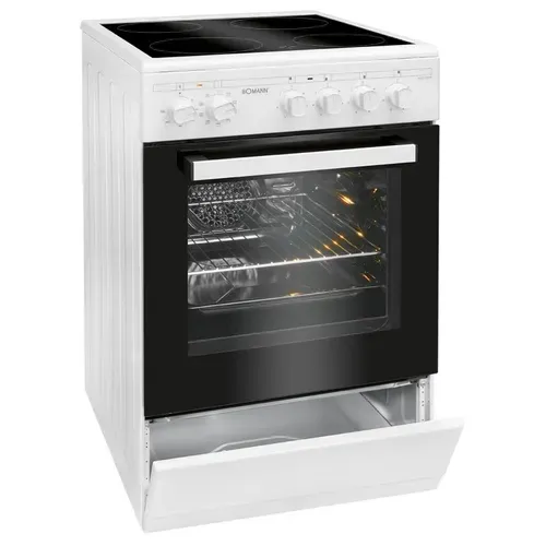 Cuisinière électrique 4 Plaques Vitrocéramiques Et Four 43l Blanc  Ehc7939-blanc