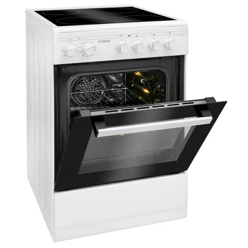 Cuisinière électrique 4 Plaques Vitrocéramiques Et Four 43l Blanc  Ehc7939-blanc