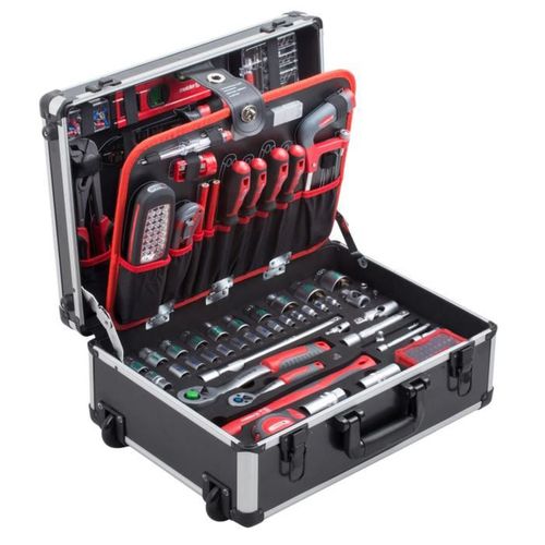 Trolley à Outils 156 Pièces Avec Poignée Télescopique Et Roues