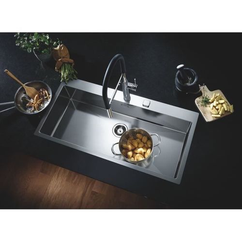Mitigeur Évier Semi-professionnel Essence 30294000 - Bec Pivotant 360° - Limiteur De Température