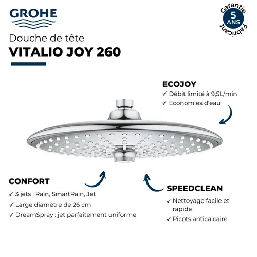 Douche De Tête Grohe Vitalio Joy 260 3 Jets