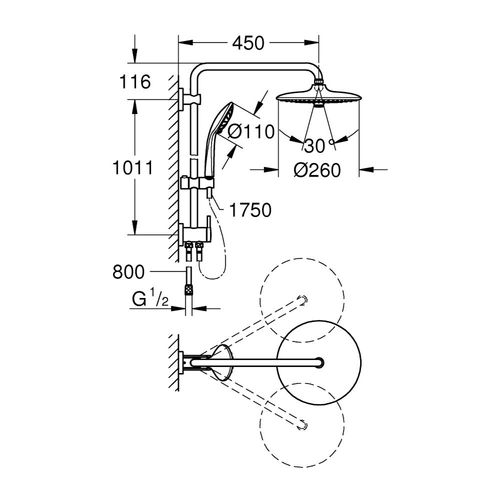 Grohe Colonne De Douche Avec Inverseur Vitalio Joy System 260
