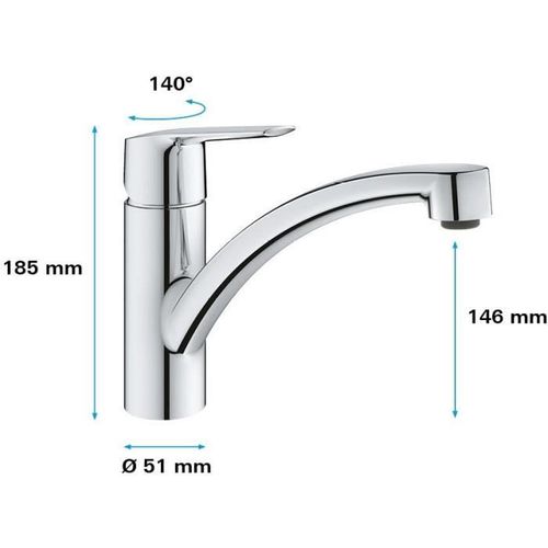 Quickfix Robinet De Cuisine Monocommande Evier Start Chromé 31138002
