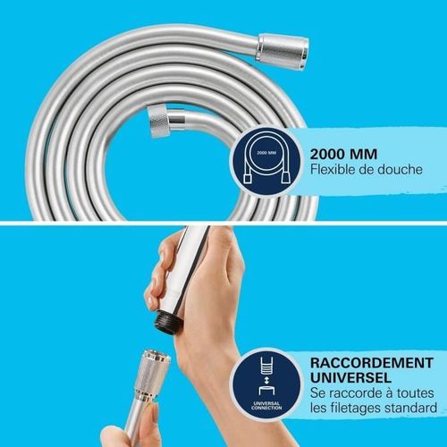 Flexible De Douche Vitalioflex 27507001 - 2m - Anti-pliures - Anti-torsion - Surface Lisse - Chromé