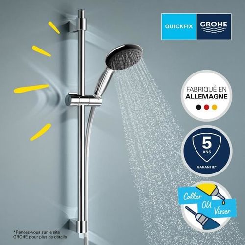 GROHE Vitalio Comfort 110 Ensemble Douche Chromé - Pommeau 2 Jets Avec Flexible 1.5m