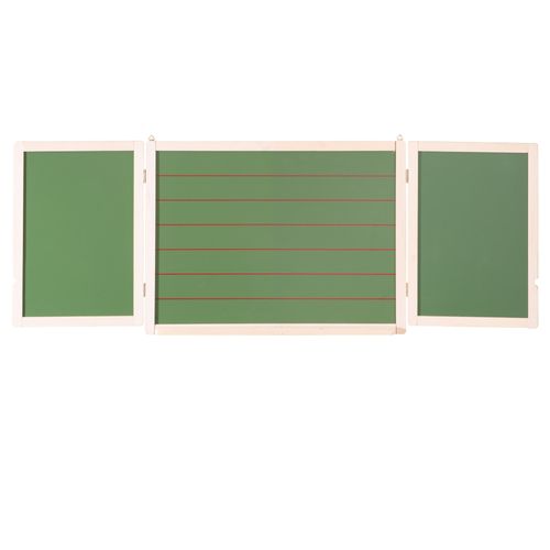 Tableau triptyque 3 faces craie et 2 magnétiques vert / naturel - Roba Tableau triptyque 3 faces craie et 2 magnétiques vert / naturel - Roba