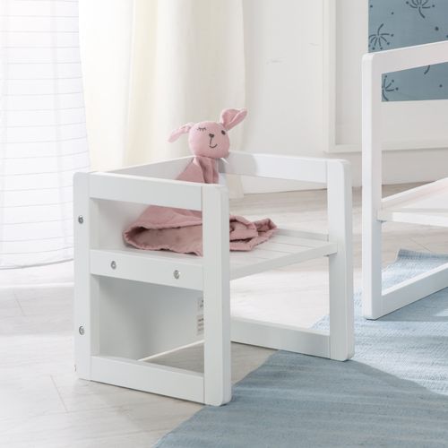Chaise Enfant Réversible En Bois Laqué Blanc Avec 3 Hauteurs