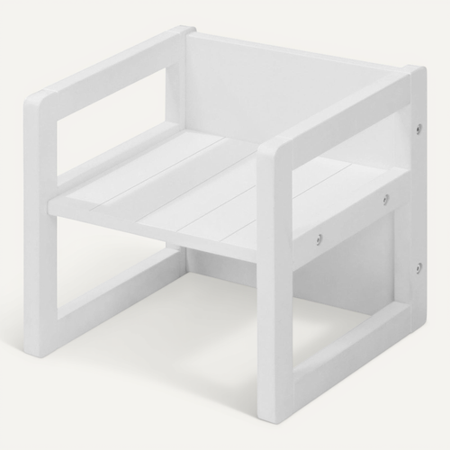 Chaise Enfant Réversible En Bois Laqué Blanc Avec 3 Hauteurs