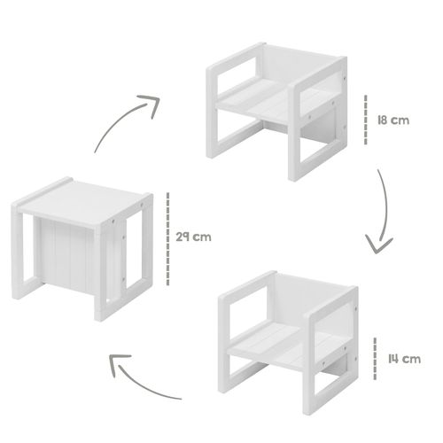 Chaise Enfant Réversible En Bois Laqué Blanc Avec 3 Hauteurs