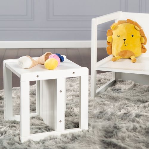 Chaise Enfant Réversible En Bois Laqué Blanc Avec 3 Hauteurs