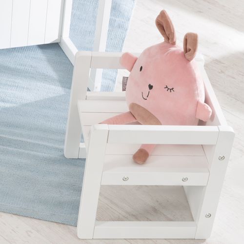 Chaise Enfant Réversible En Bois Laqué Blanc Avec 3 Hauteurs