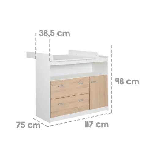 Commode à Langer Gabriella + Table à Langer Amovible - Bicolore