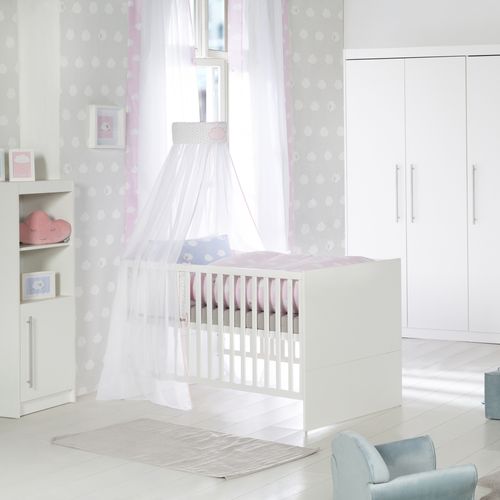 Lit Bébé évolutif En Bois Maren - 70 X 140 Cm - Hauteur Réglable - 0 à 7 Ans - Blanc