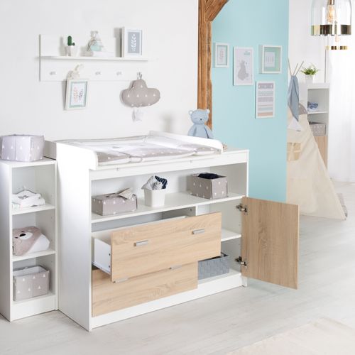 Set De Chambre Gabriella - Lit Bébé Évolutif + Commode à Langer - Bicolore