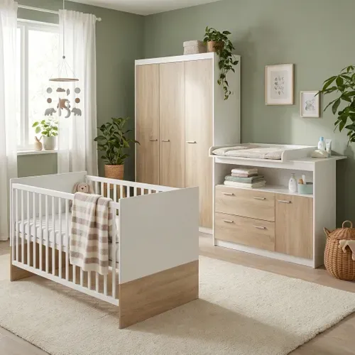 Ensemble De Chambre Gabriella - Lit Bébé + Commode à Langer + Armoire à 3 Portes