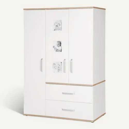 Armoire Pia 3 Portes - Blanc / Chêne