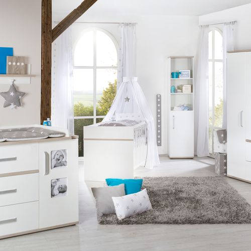Ensemble De Chambre Moritz - Lit Bébé + Commode Á Langer + Armoire À 3 Portes