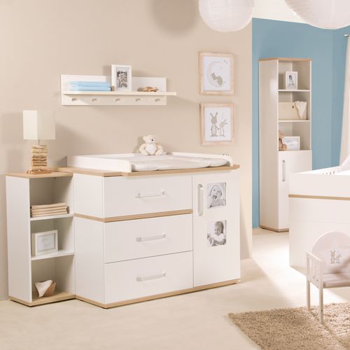 Ensemble De Chambre Pia - Lit Bébé + Commode À Langer + Armoire 3 Portes