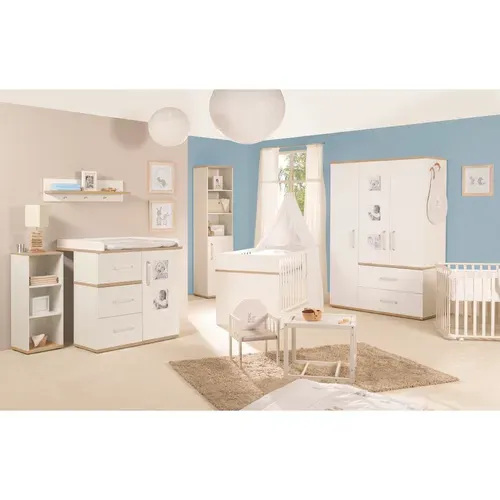 Ensemble De Chambre Pia - Lit Bébé + Commode À Langer + Armoire 3 Portes