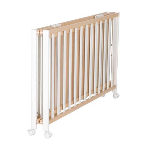 Lit Bébé Pliant À Barreaux Hêtre Et Blanc Fold Up 60x120