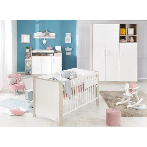 Ensemble De Chambre Olaf - Lit Bébé + Commode À Langer + Armoire 3 Portes