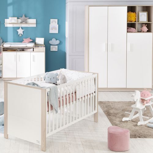 Ensemble De Chambre Olaf - Lit Bébé + Commode À Langer + Armoire 3 Portes